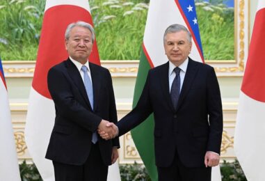 O‘ZBEKISTON RESPUBLIKA PREZIDENTI SHAVKAT MIRZIYOYEV YAPONIYA XALQARO HAMKORLIK AGENTLIGI PREZIDENTI AKIHIKO TANAKA BOSHCHILIGIDAGI DELEGATSIYANI QABUL QILDI