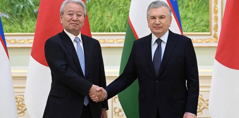 O‘ZBEKISTON RESPUBLIKA PREZIDENTI SHAVKAT MIRZIYOYEV YAPONIYA XALQARO HAMKORLIK AGENTLIGI PREZIDENTI AKIHIKO TANAKA BOSHCHILIGIDAGI DELEGATSIYANI QABUL QILDI