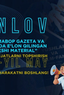 ENG YAXSHI MATERIAL TANLOVIGA ARIZALAR QABULI BOSHLANDI!
