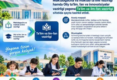 PREZIDENTNING “OʻZBEKISTON RESPUBLIKASI TAʼLIM VA ILM-FAN VAZIRLIGINI TASHKIL ETISH TOʻGʻRISIDA”GI FARMONI